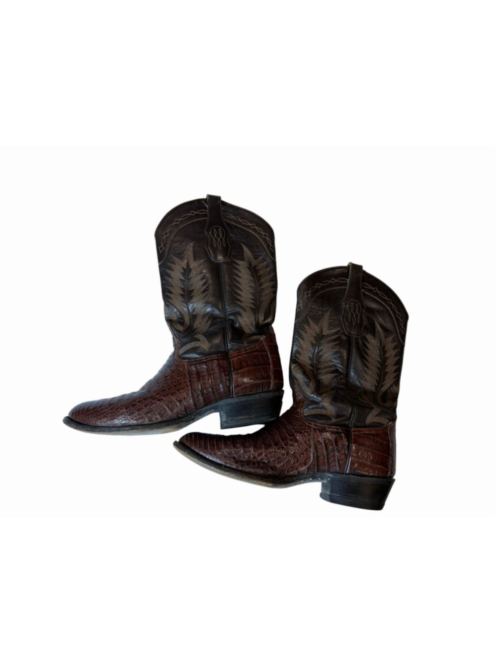 Tony Lama Handmade Cowboy Boots Men’s 12 D Brown Western Possible Caiman Belly